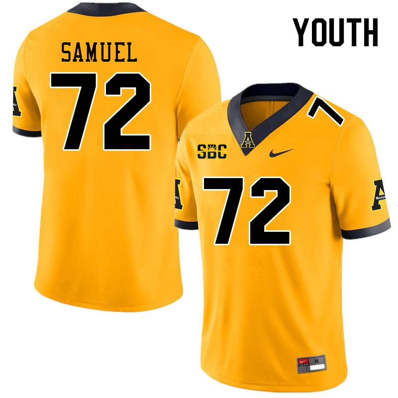 Youth #72 Markell Samuel Appalachian State Mountaineers College Football Jerseys Stitched Sale-Gold